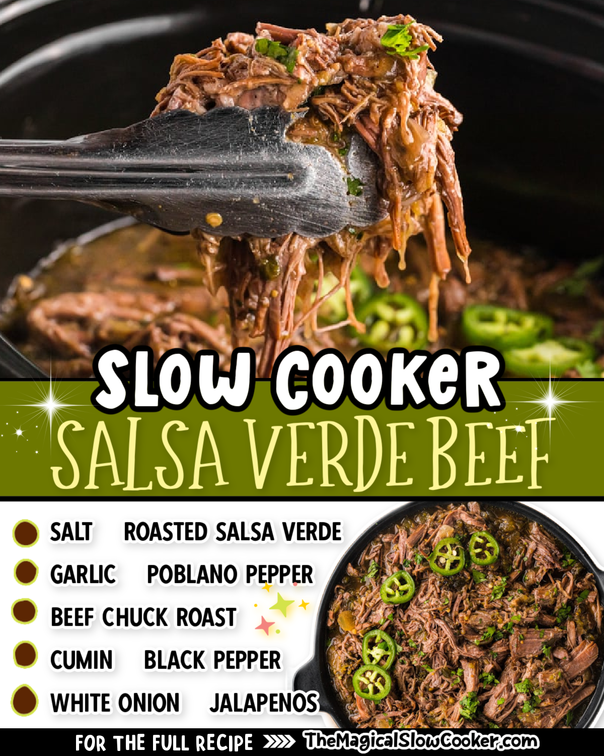 Images of salsa verde with text of what the ingredients are.