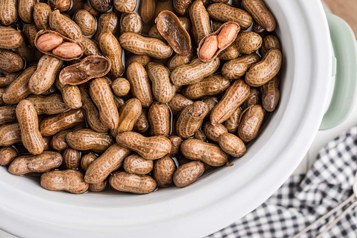Boiled peanuts in a slow cooker.