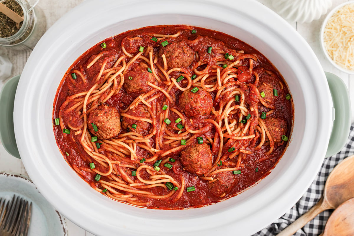 Crockpot Spaghetti and Meatballs
