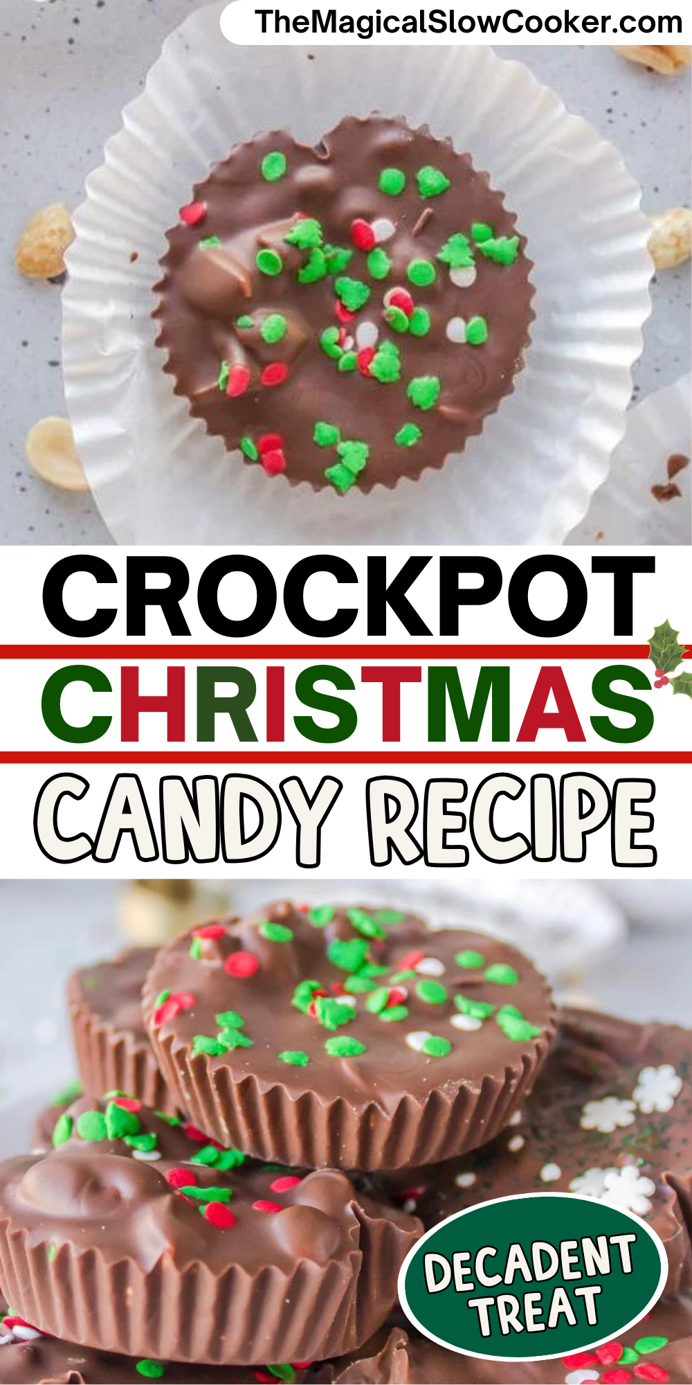 Christmas candy images with text overlay for pinterest.