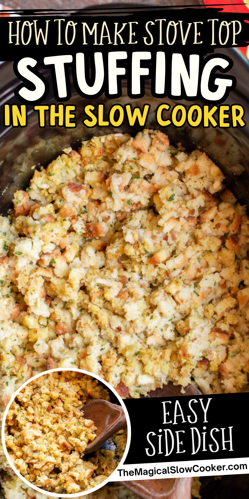 Stove Top Stuffing images with text overlay for pinterest.