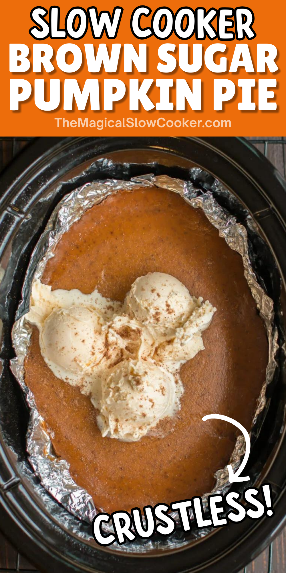 Brown sugar pumpkin pie images with text overlay for pinterest.