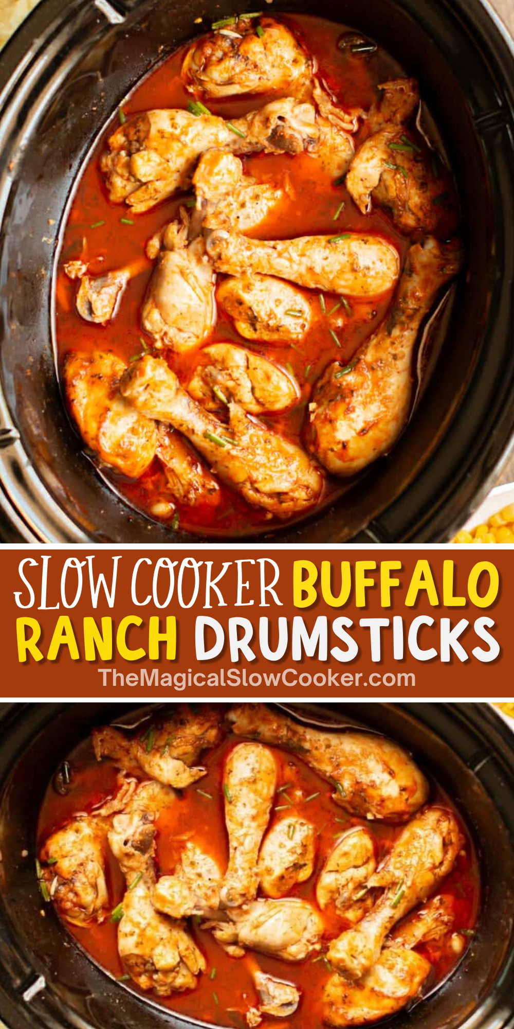 Buffalo ranch drumsticks images with text overlay for pinterest.