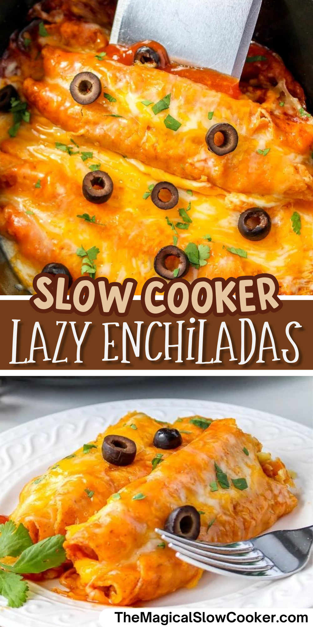 Lazy enchiladas images with text overlay for pinterest.