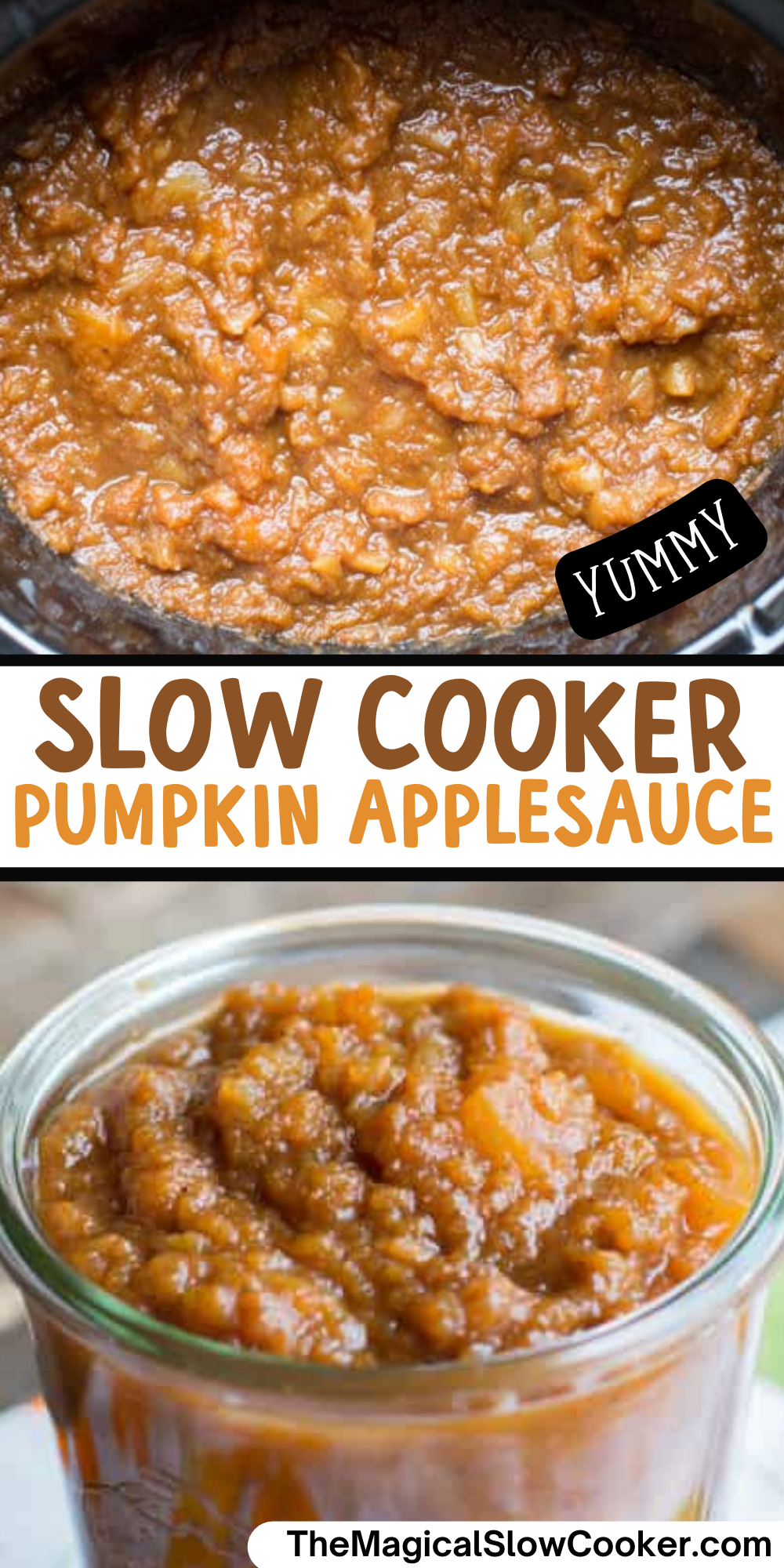 Pumpkin applesauce images with text overlay for pinterest.