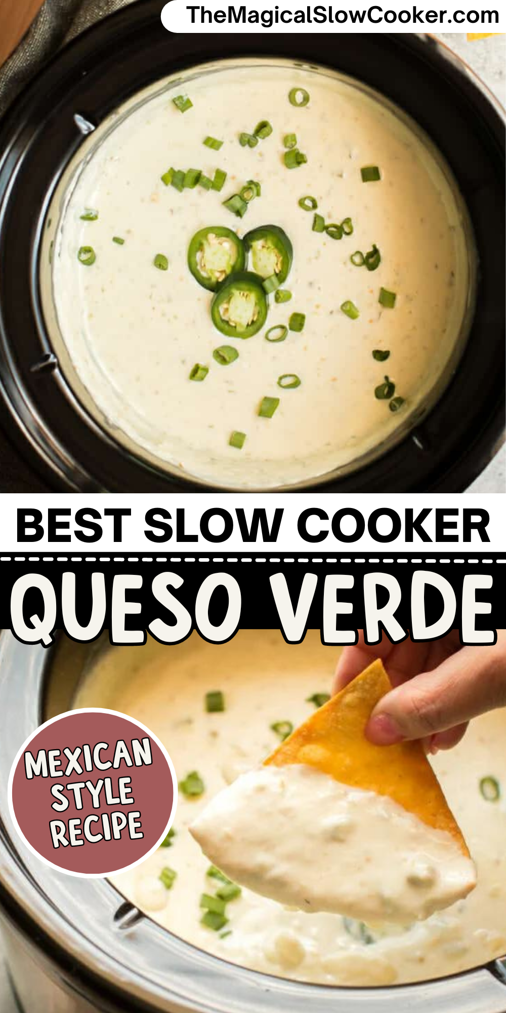 queso verde images with text overlay for pinterest.