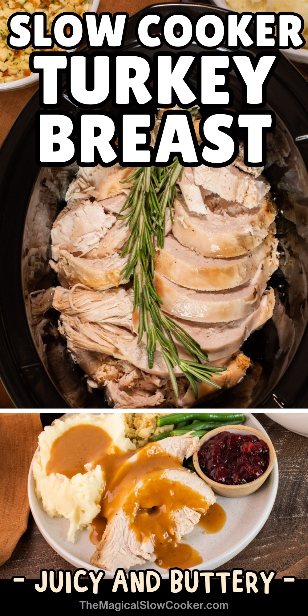 Turkey breast images with text overlay for pinterest.
