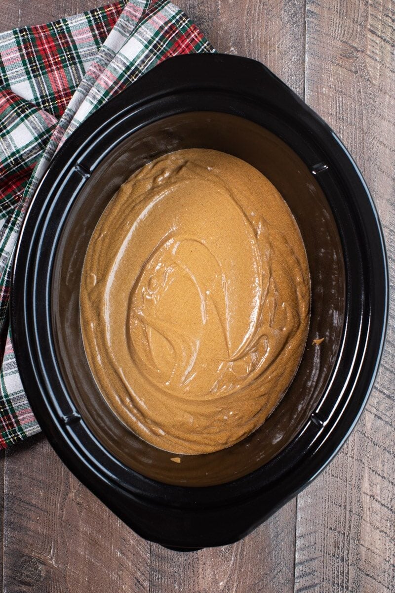 gingerbread batter in slow cooker