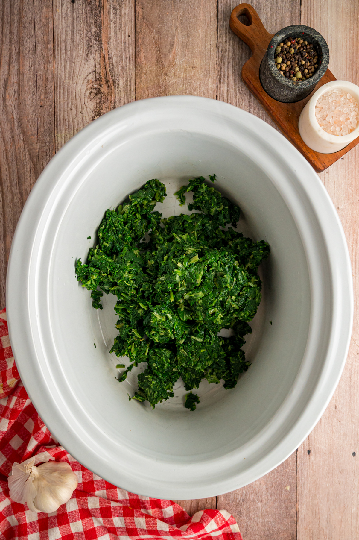 spinach in a crockpot.