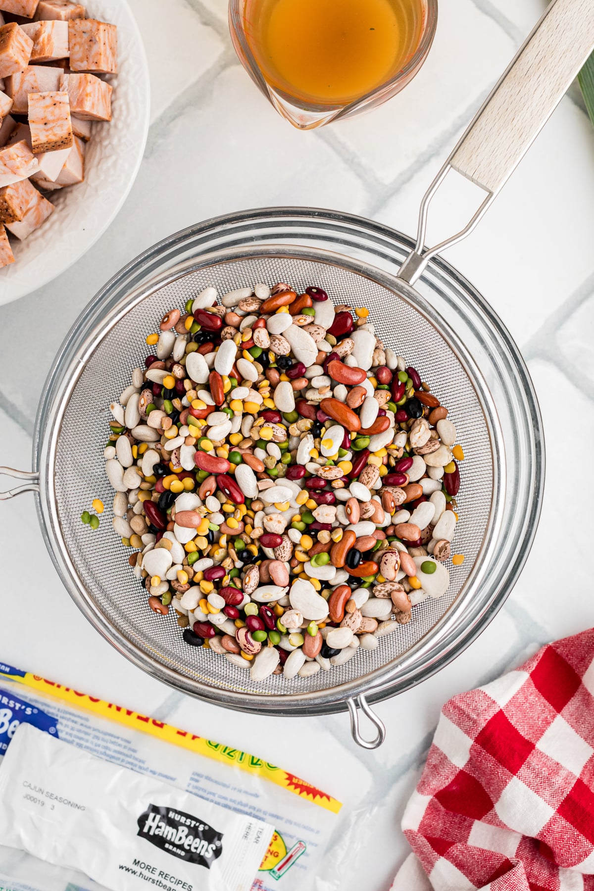 Bean mix in a clear bowl.
