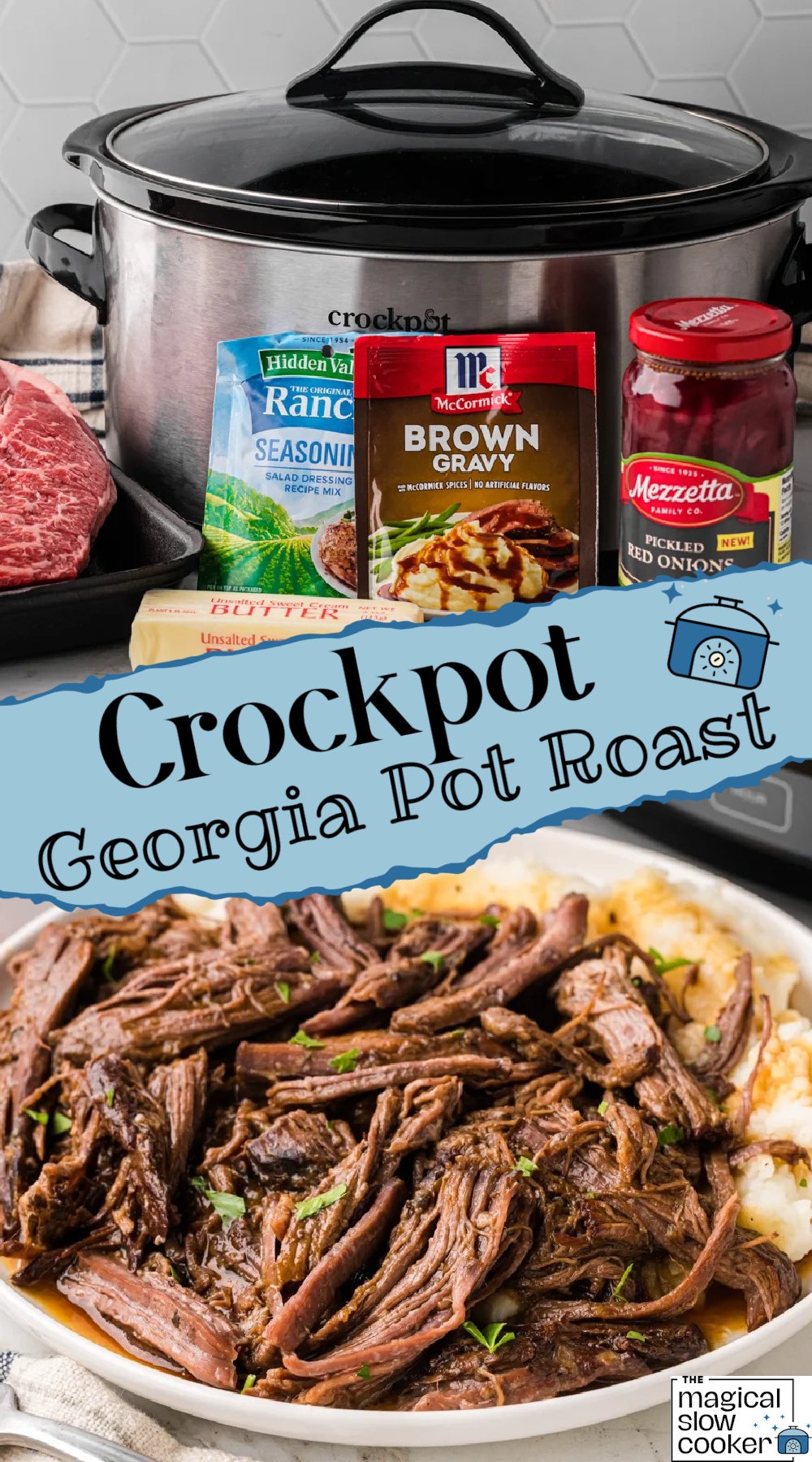 georgia pot roast ingredients and shredded.