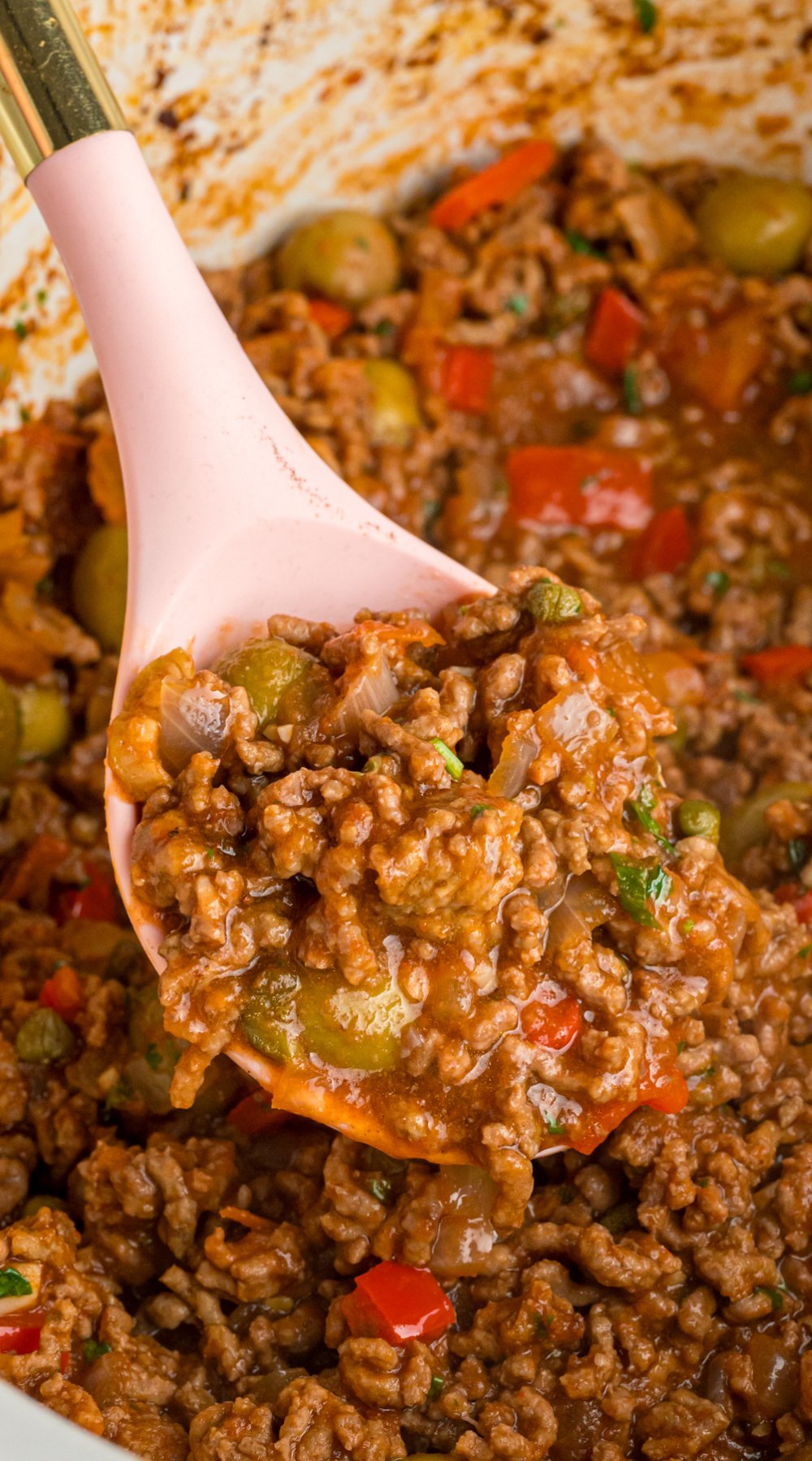 Long image of slow cooker picadillo.