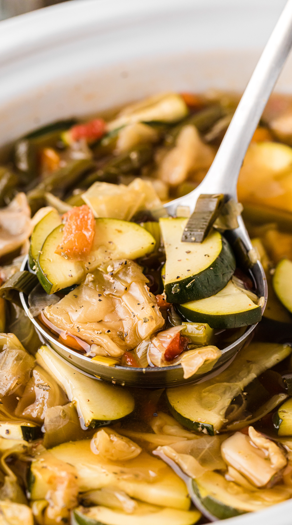 Long image of slow cooker weight loss soup.