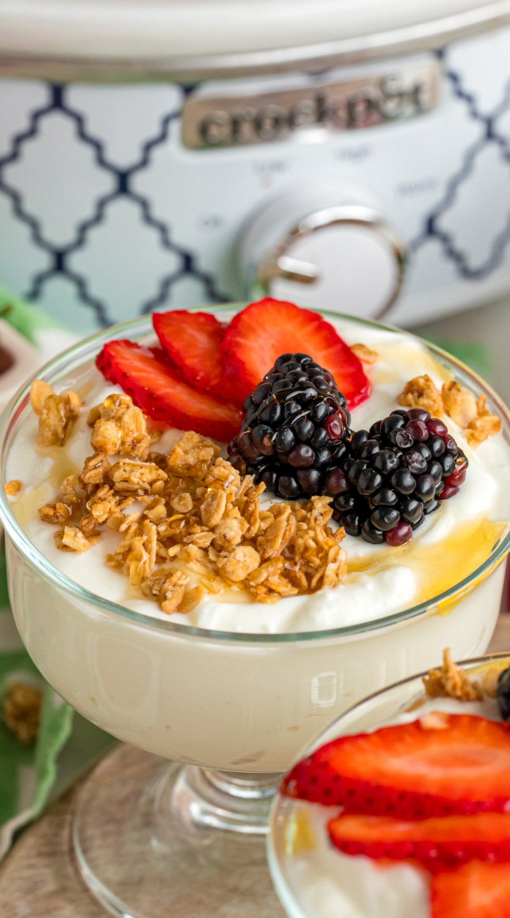Long image of slow cooker yogurt.