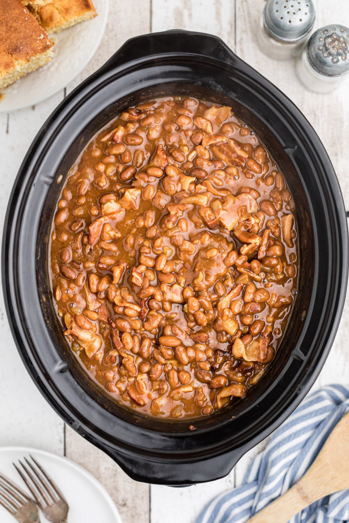baked beans in a slow cooker.