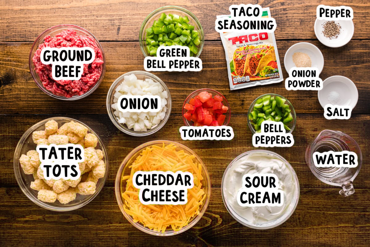 Ingredients for making John Wayne casserole on a table.