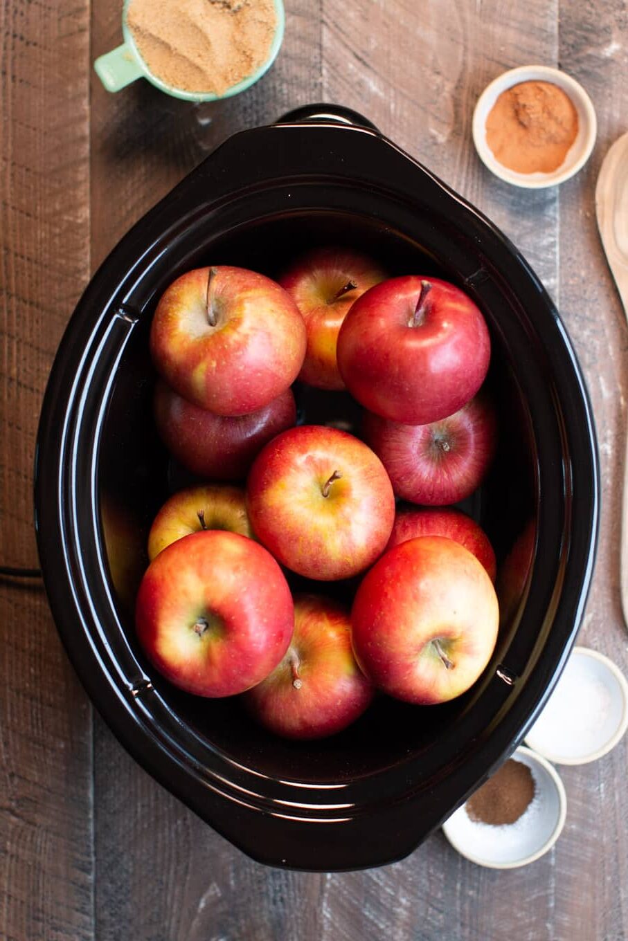 Gala apples in crockpot for apple butter