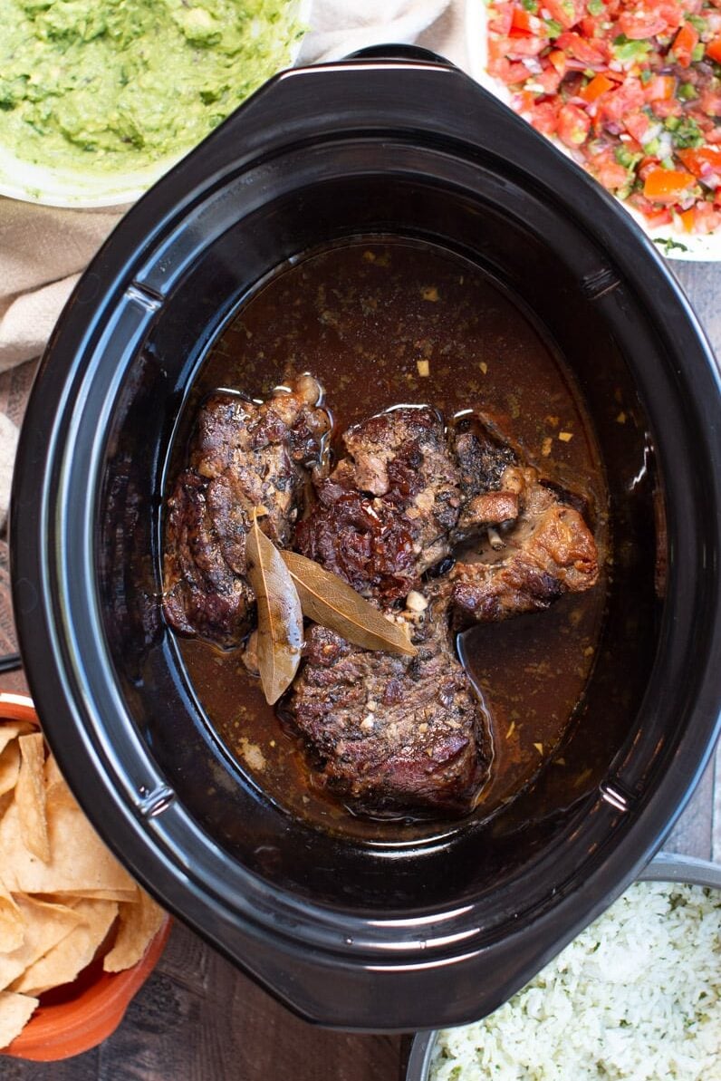 cooked and whole chuck roast.