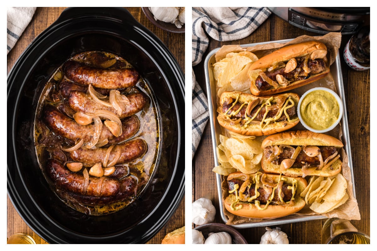 Slow Cooker Beer and Garlic Brats