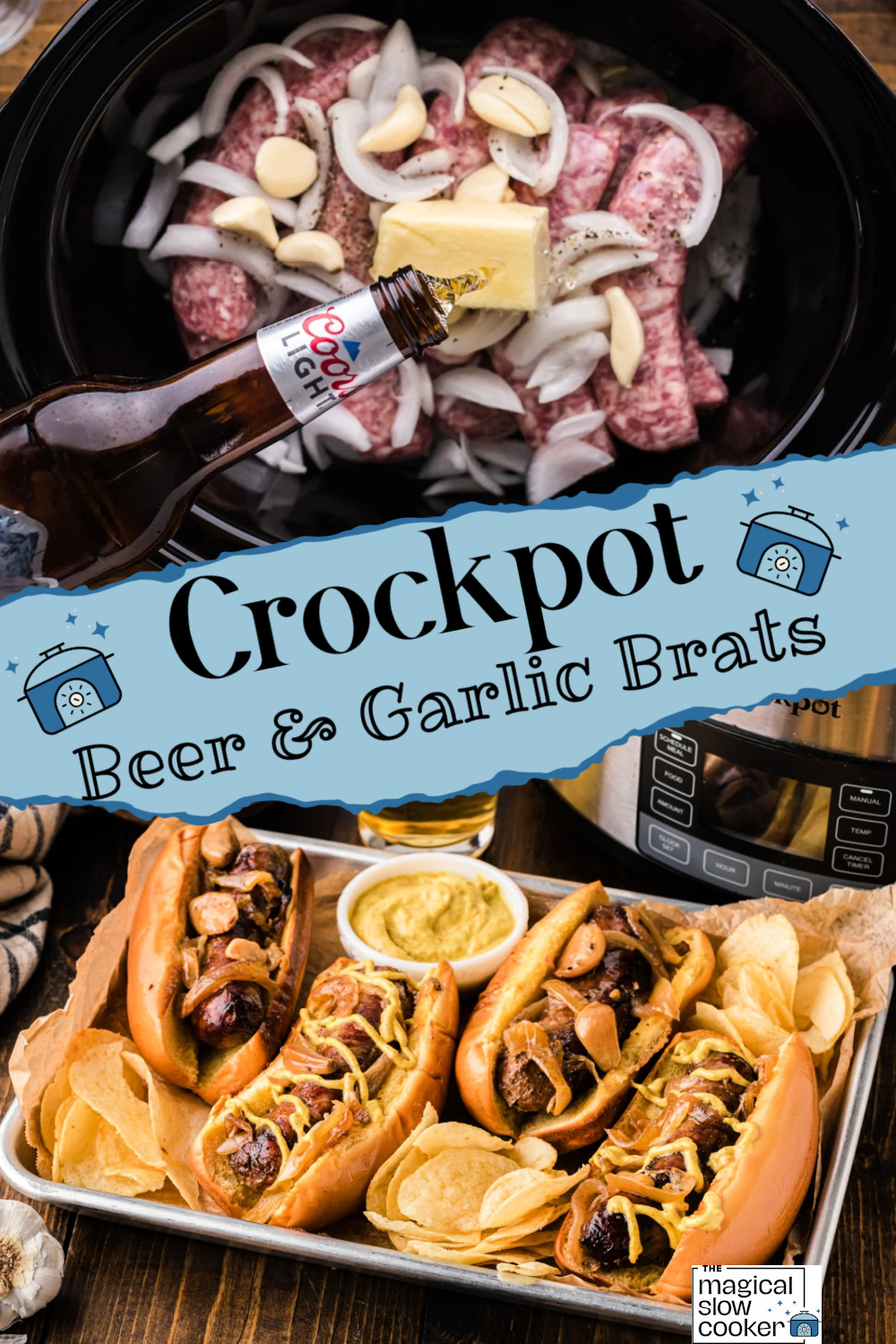 before and after cooking beer garlic brats.