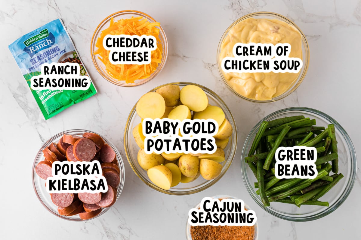 Ingredients for swamp potatoes on a table.