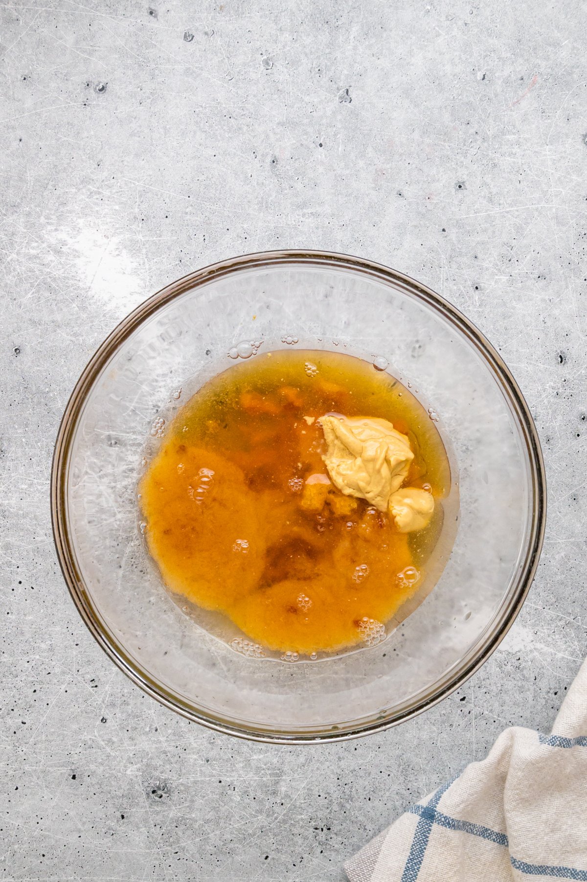 Glaze ingredients in a bowl before mixing.