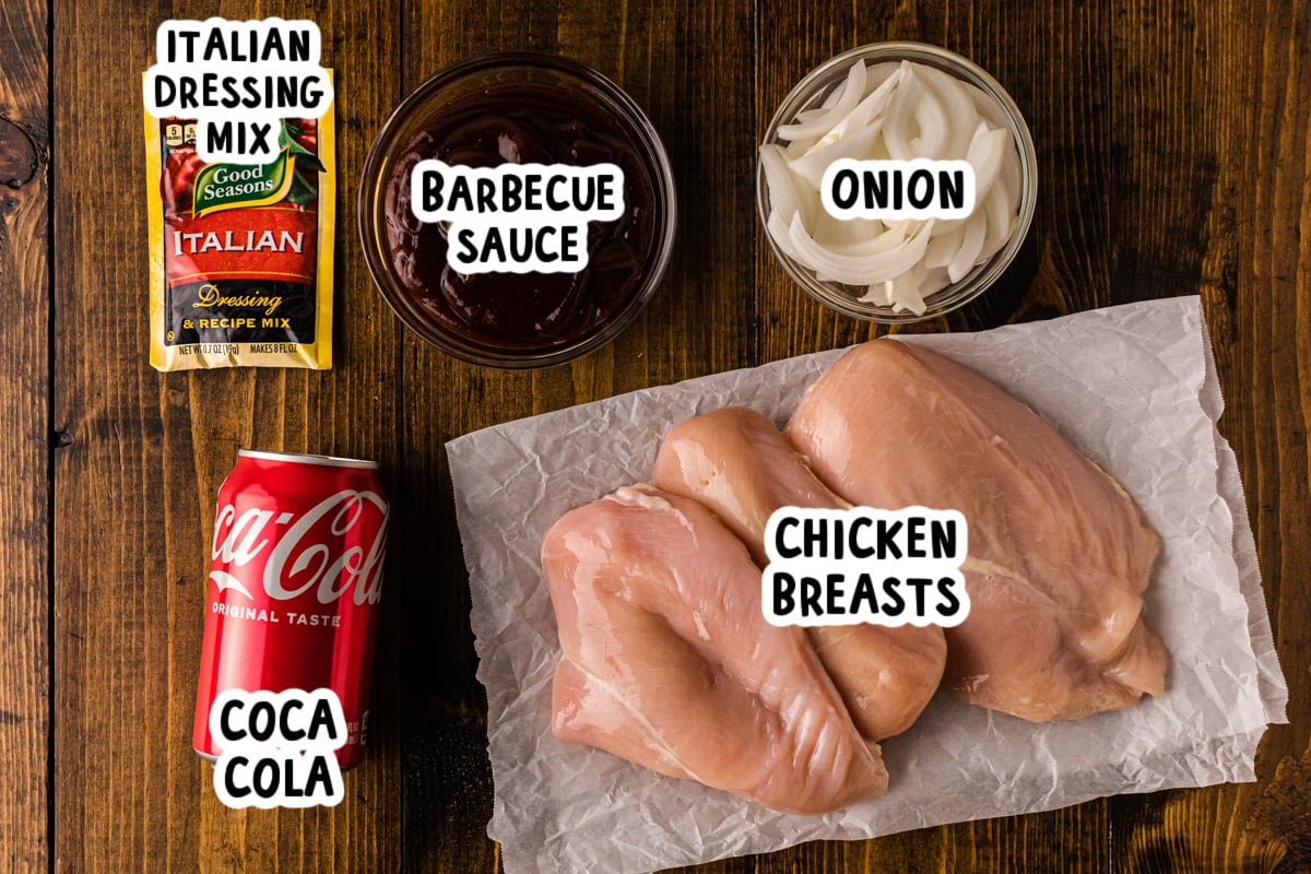 Ingredients for coca cola chicken on a table.