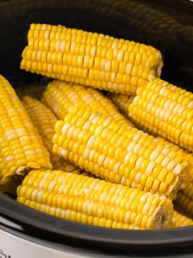 Corn with coconut milk and honey after cooking in a crockpot.