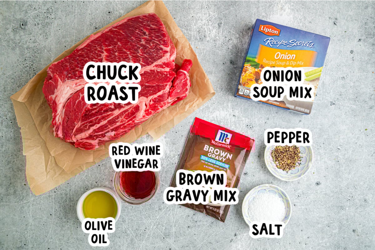 Ingredients for beef manhattan on a table.