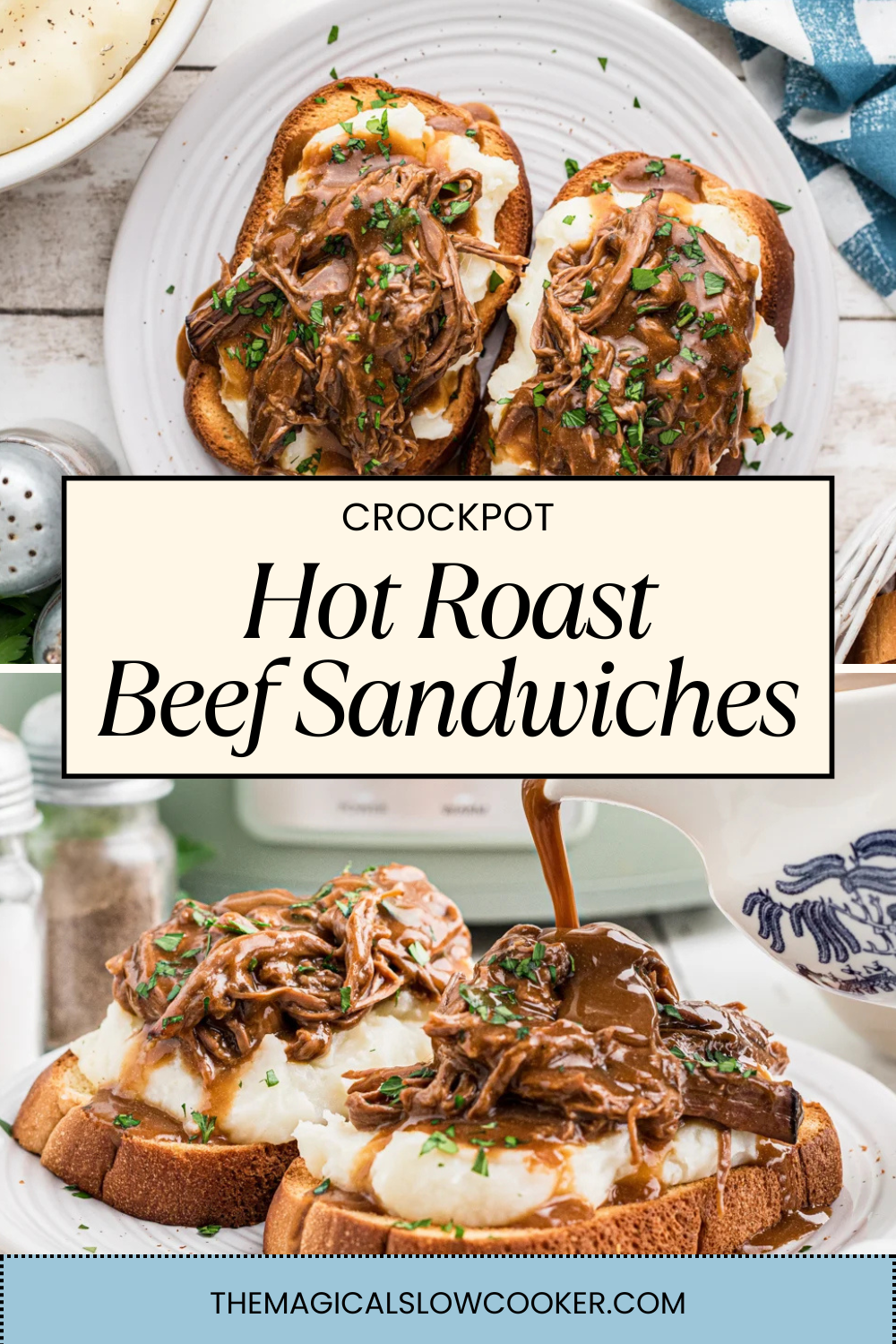 hot roast beef on plates.