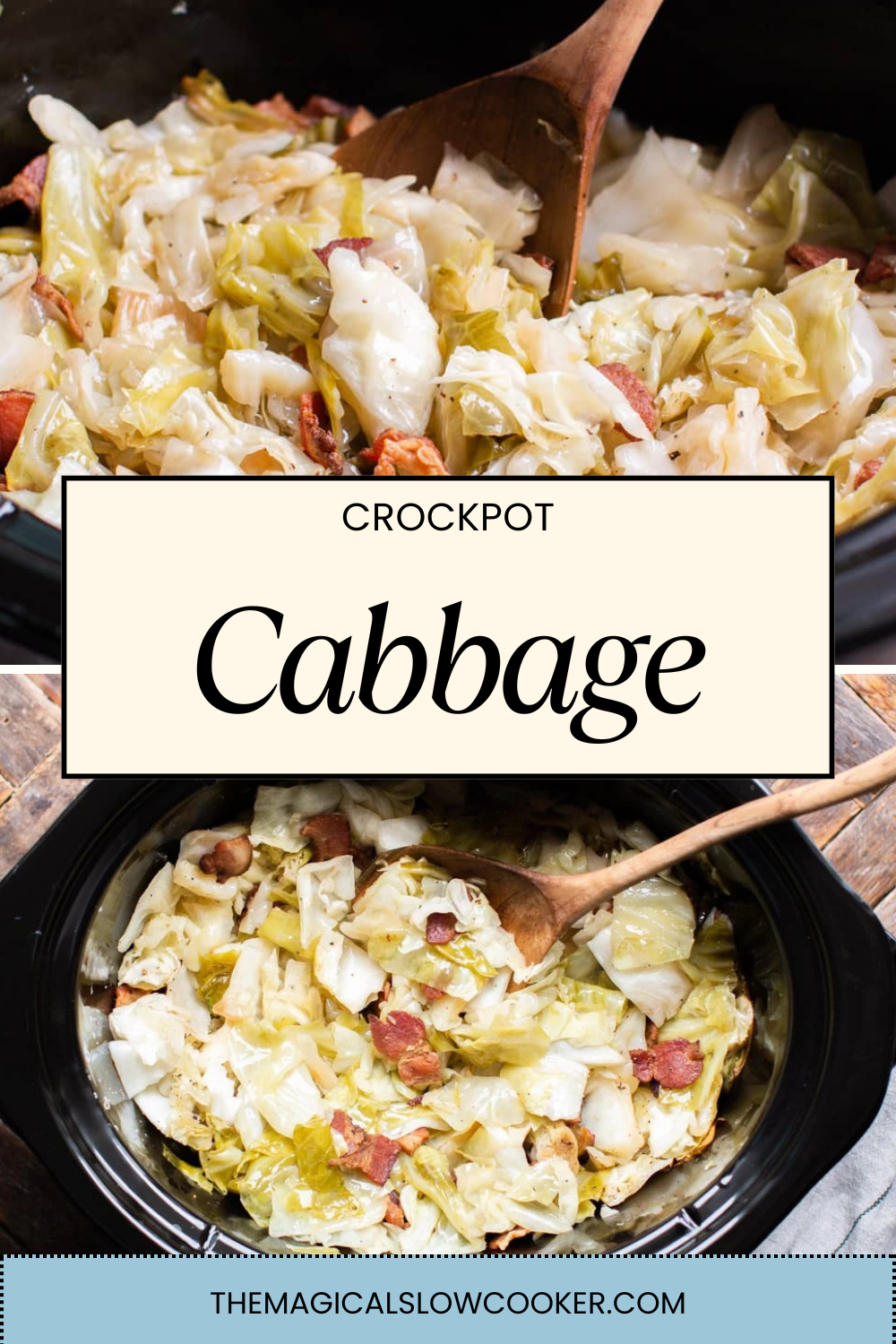 cabbage in a slow cooker with bacon.
