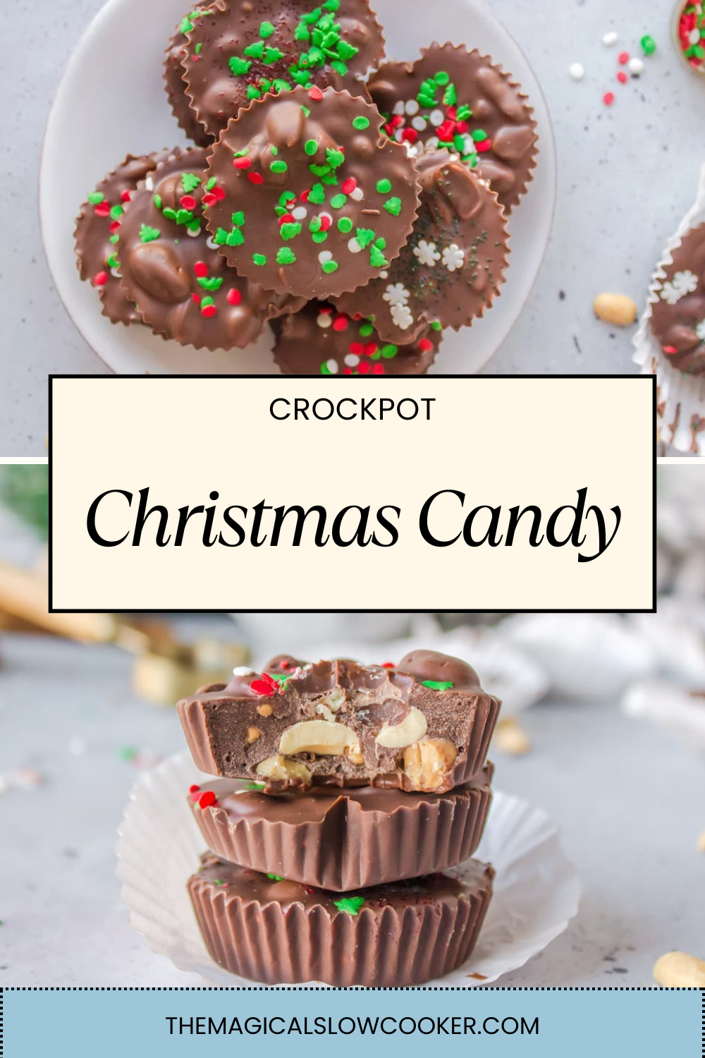 plate and stack of crockpot christmas candy.