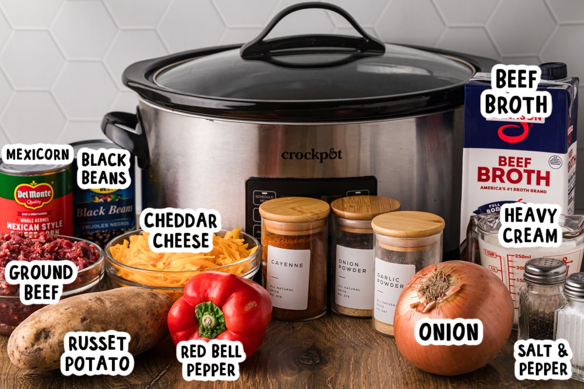 Ingredients for cowgirl soup on a table.