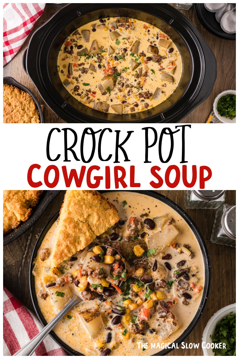 Two images of cowgirl soup for pinterest.