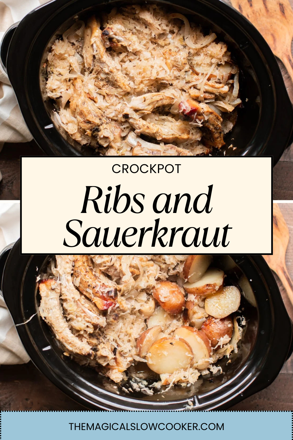 ribs and sauerkraut in a slow cooker.
