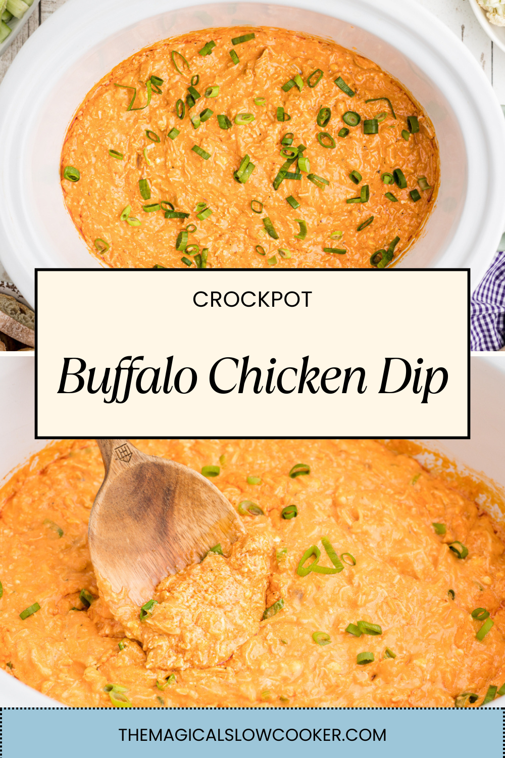 buffalo chicken dip, in a slow cooker.