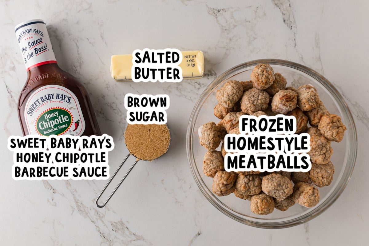 Ingredients for honey chipotle meatballs on a table.