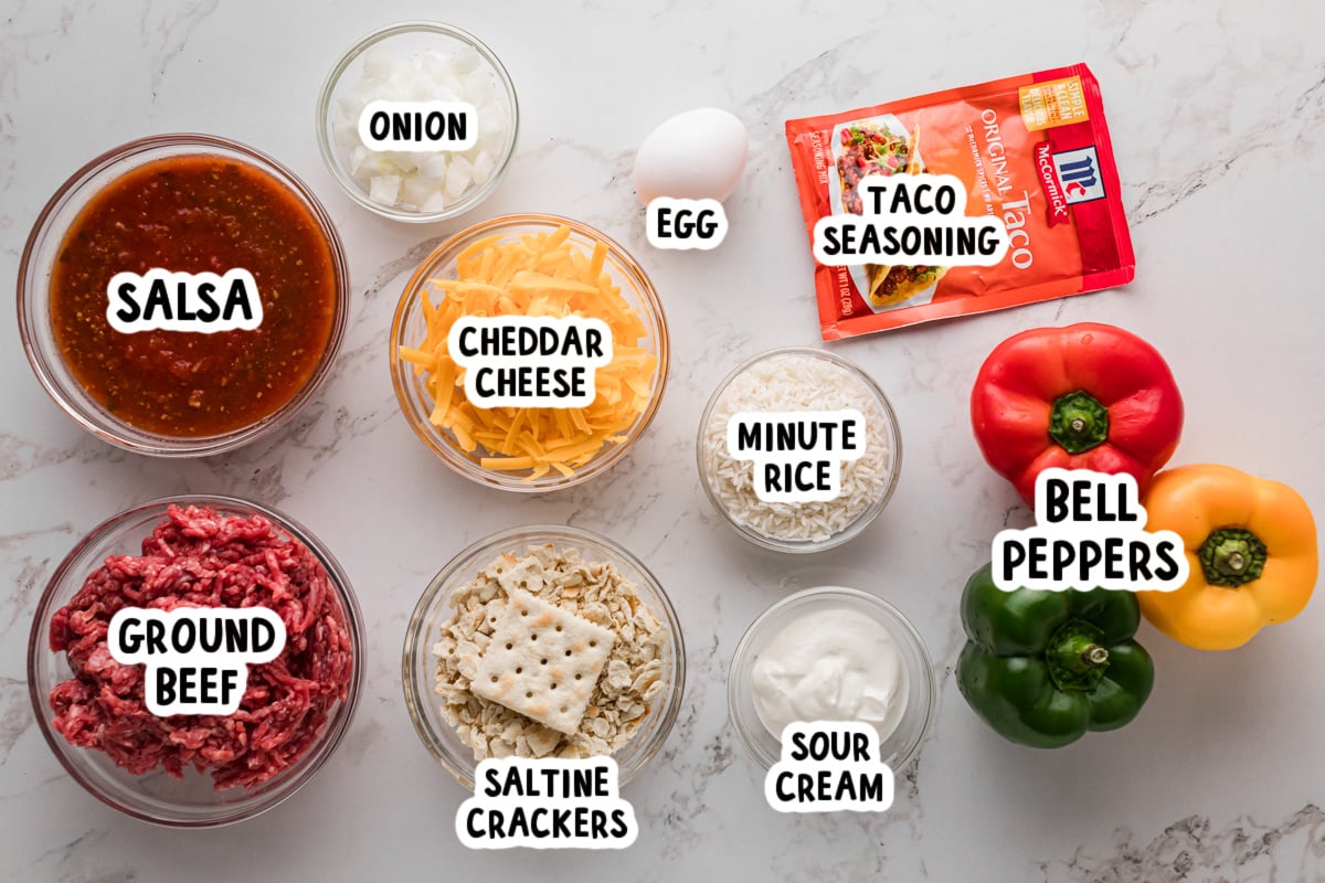 Ingredients for taco stuffed peppers on a table.