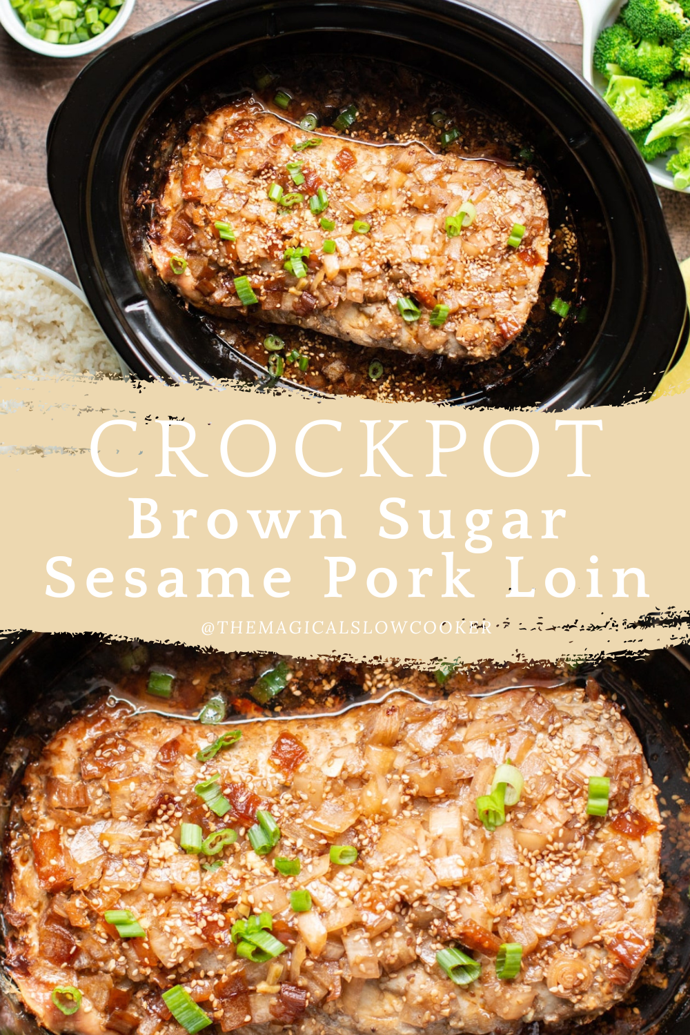 brown sugar pork loin, in a slow cooker.