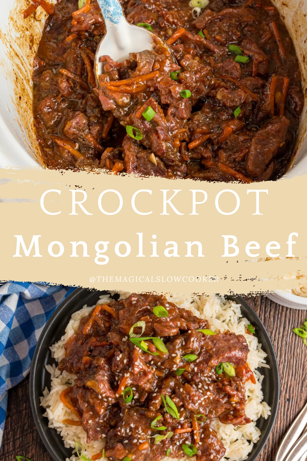 Mongolian Beef in a slow cooker and on rice.