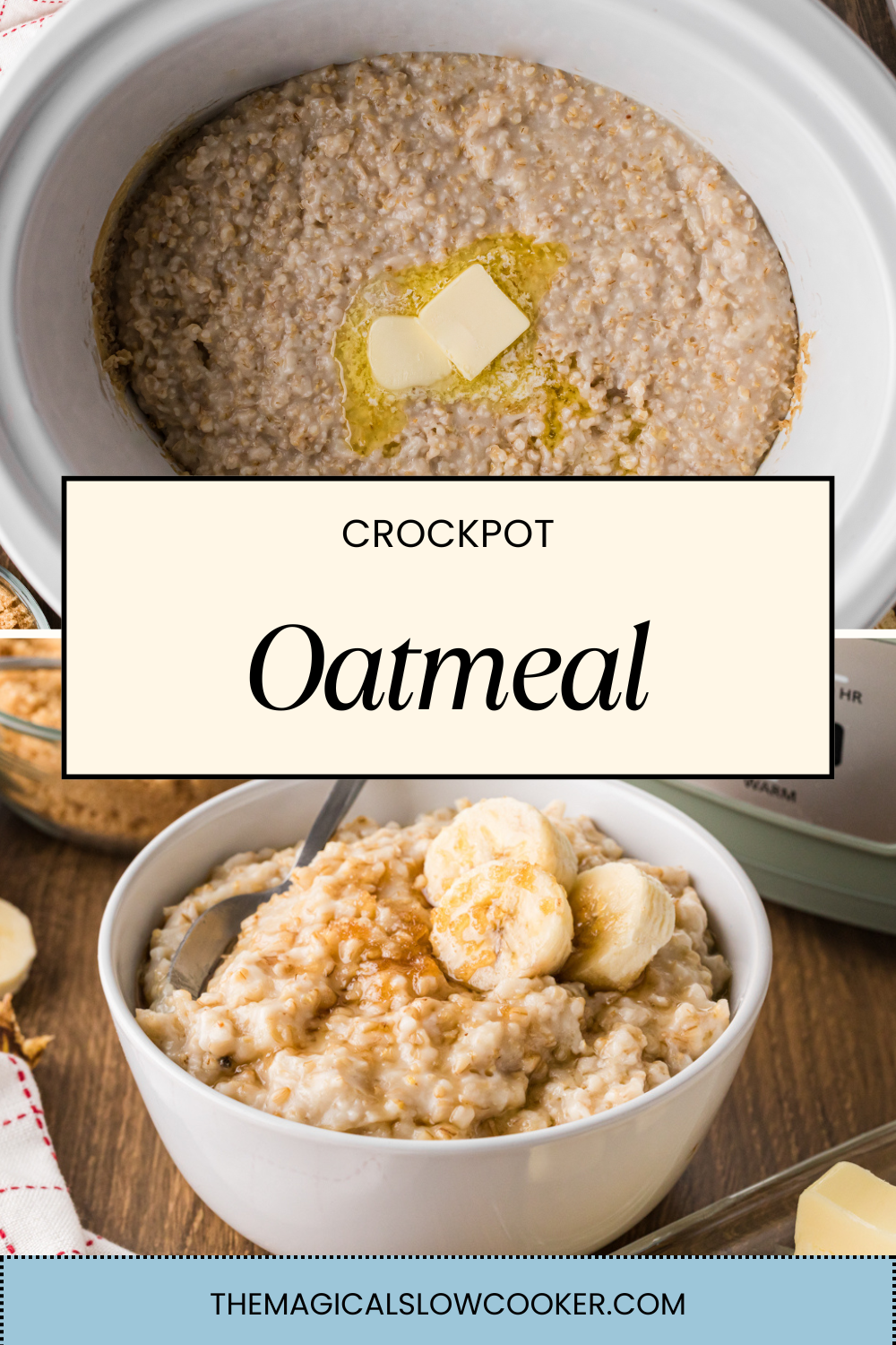 Two images of oatmeal with text overlay.