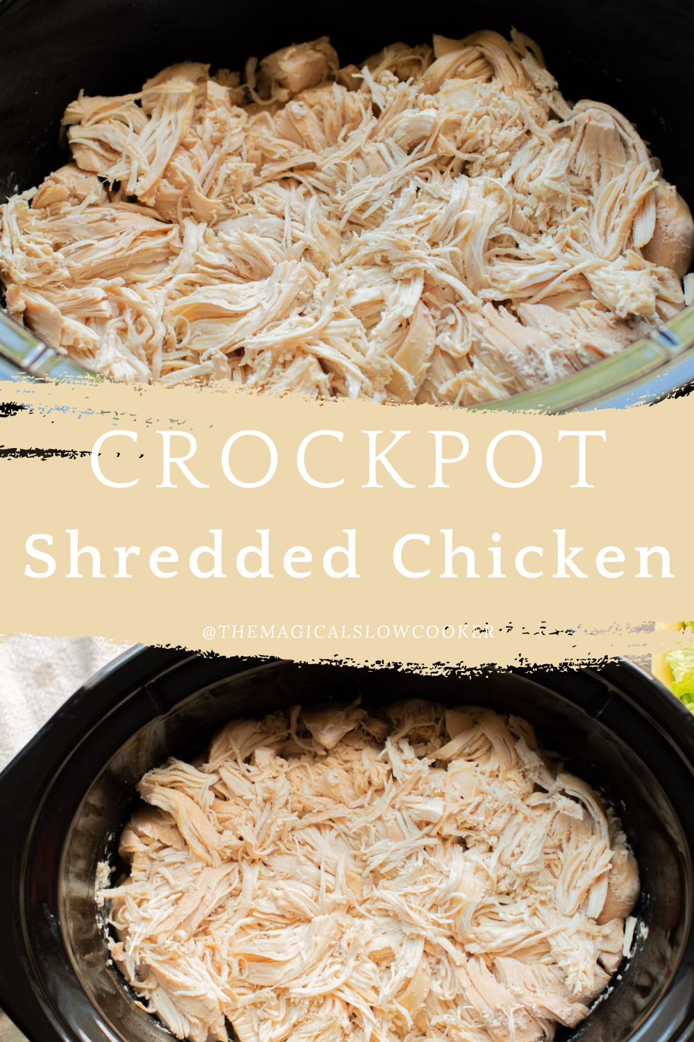 shredded chicken in a slow cooker.