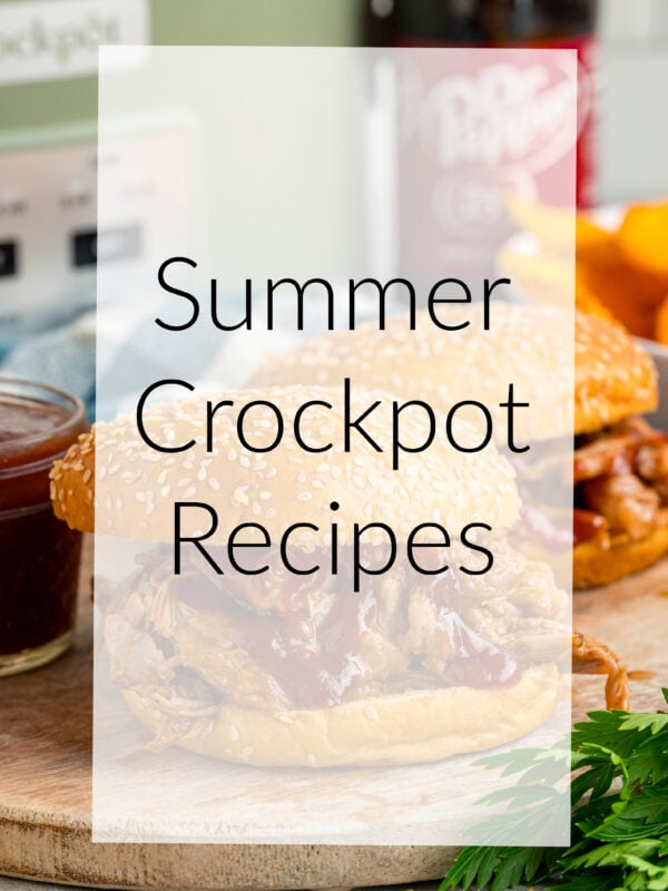 dr. pepper pork with overlay text "summer crockpot recipes".
